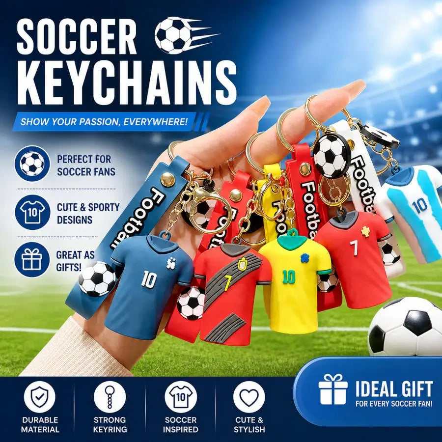 3D Mini Soccer Jersey Keychain with Soccer Ball Charm - Cute Sports Bag Pendant for Fans