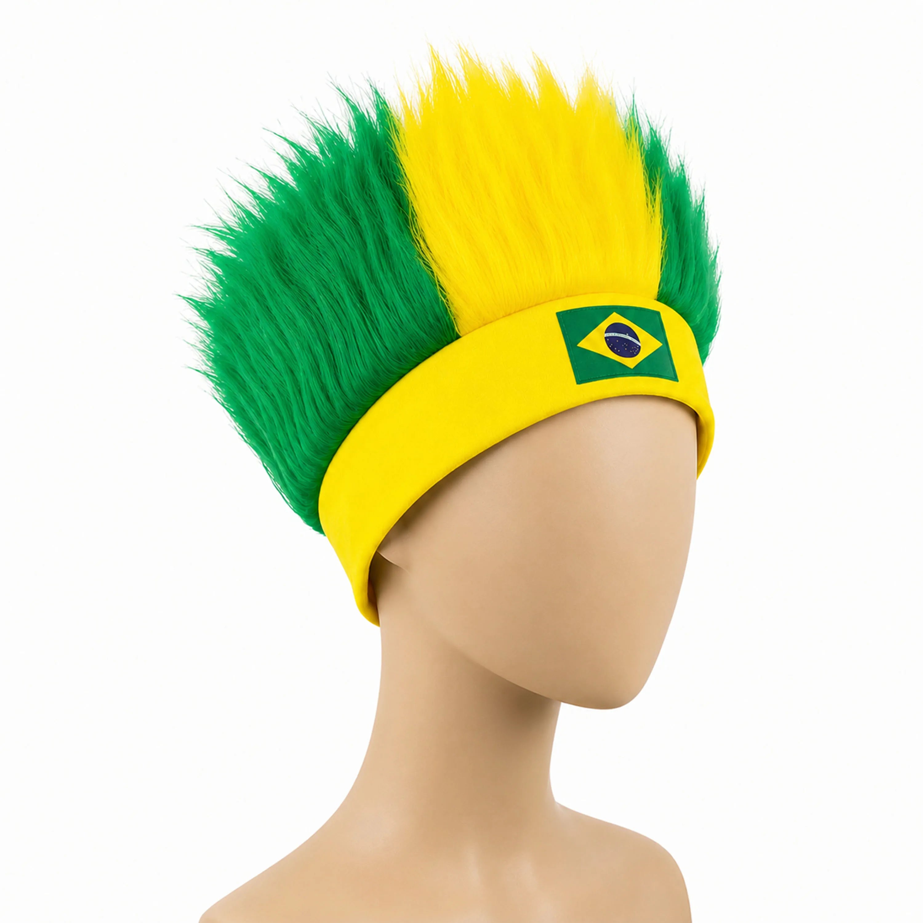 World Cup Wig with Logo, National Flag Colors,Headgear,Fan Wigs CostumeBrazil, Argentina, France, Germany, Mexico, United States