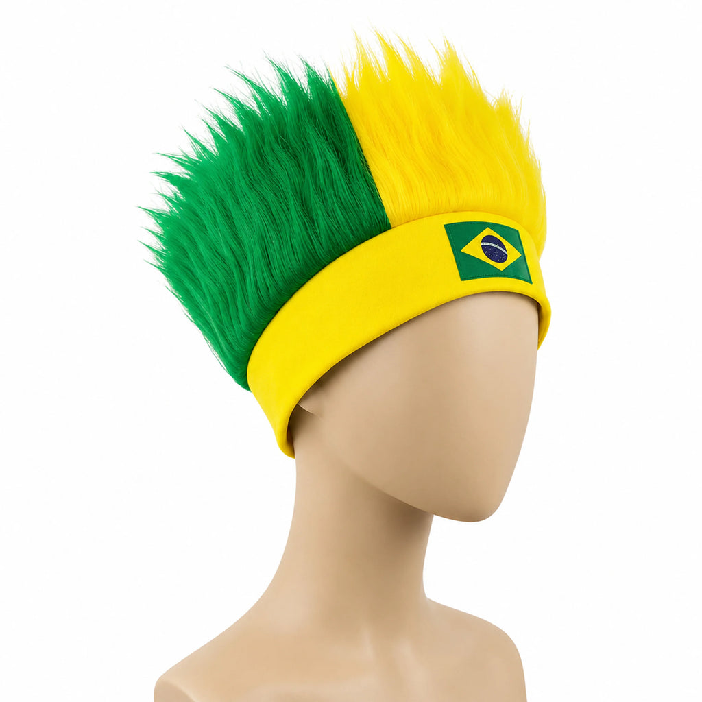 World Cup Wig with Logo, National Flag Colors,Headgear,Fan Wigs CostumeBrazil, Argentina, France, Germany, Mexico, United States
