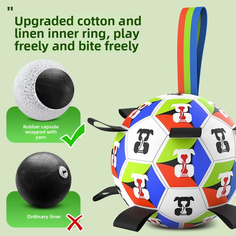 Interactive Chewable Dog Football Toy with Handles Durable Training Soccer Ball Outdoor Water Playing Entertainment Pet Toy