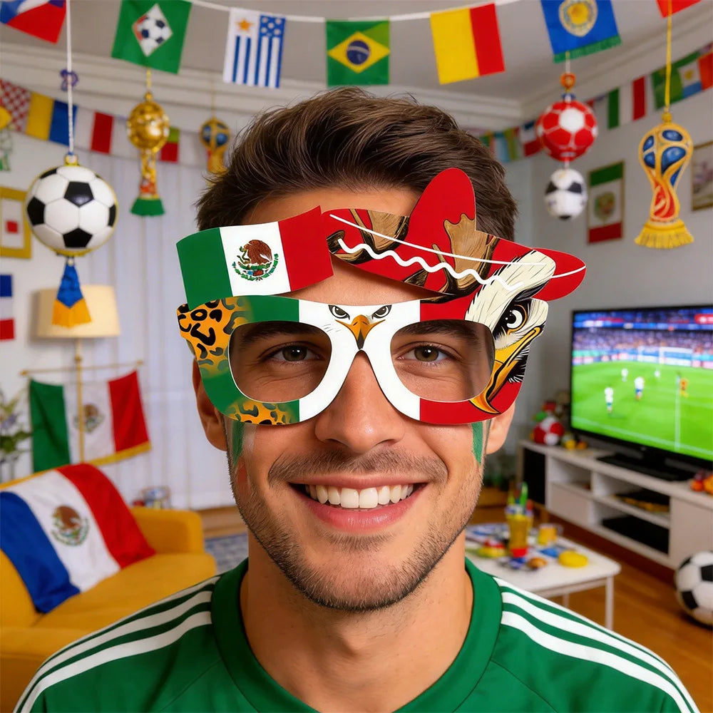 2026 World Football Competition Flag Eyeglass Frames, Soccer Fans Cheering Props for Cheerleading
