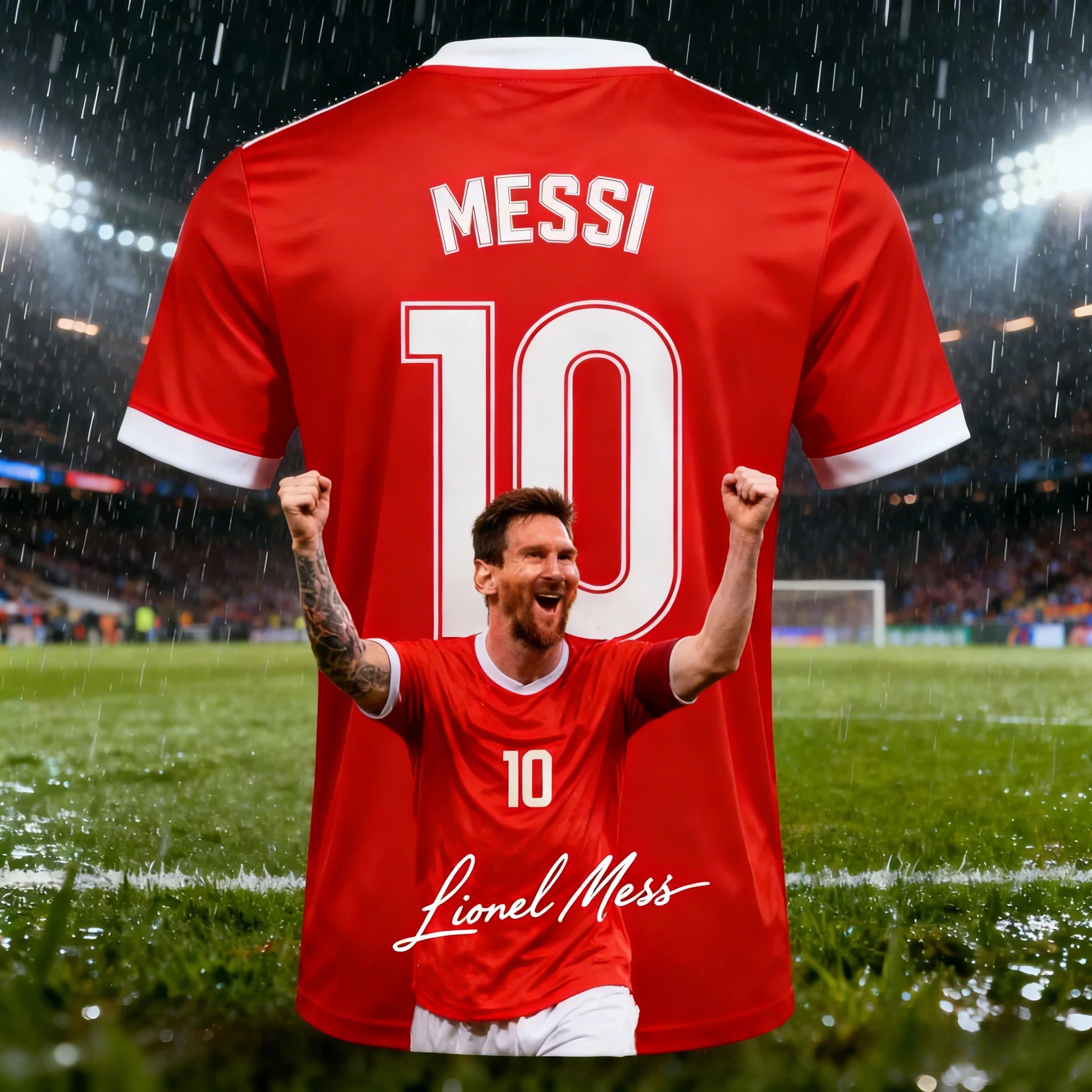 Summer Adult Messi #10 AI Design Men's Football Jersey T-Shirt Outdoor Daily Sport Shirt Quick-Dry Breathable Top