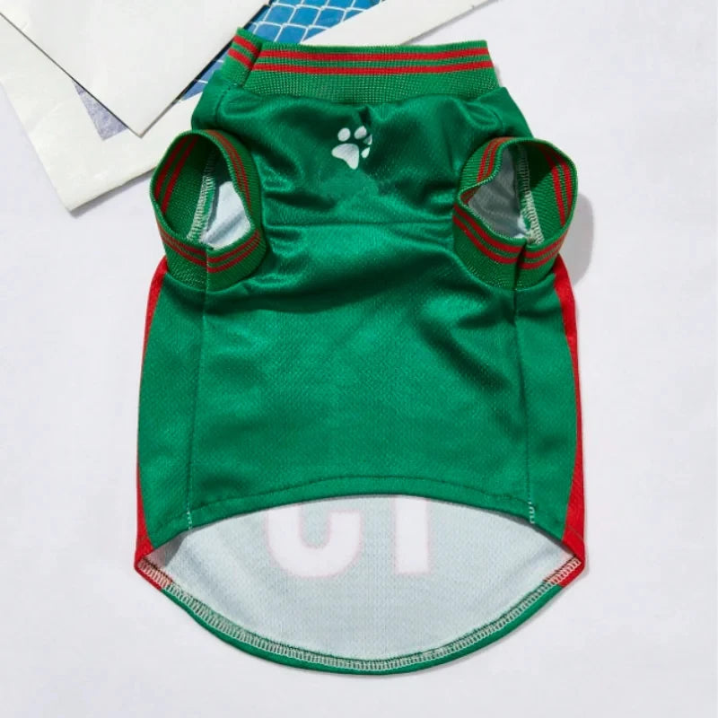 Portugal Soccer Pet Jersey 2D Print Breathable Sporty Dog Shirt for Small Medium Large Cats And Dogs Athletic National Team Gift