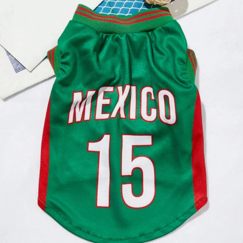 Portugal Soccer Pet Jersey 2D Print Breathable Sporty Dog Shirt for Small Medium Large Cats And Dogs Athletic National Team Gift