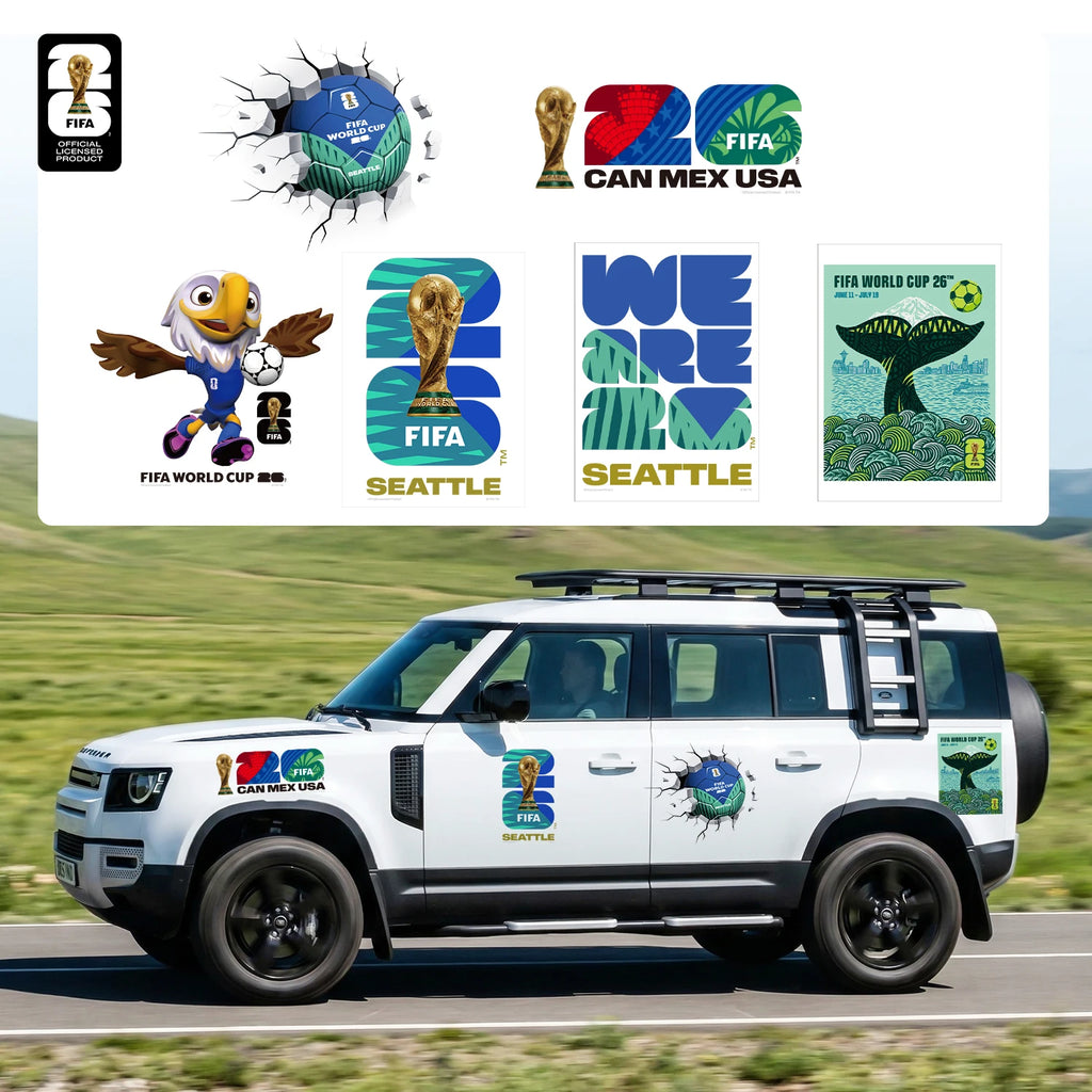 FIFA World Cup 2026 Car Decal Official World Cup Car Sticker with Trophy, Host City & Mascot Design - Waterproof Sticker for Car