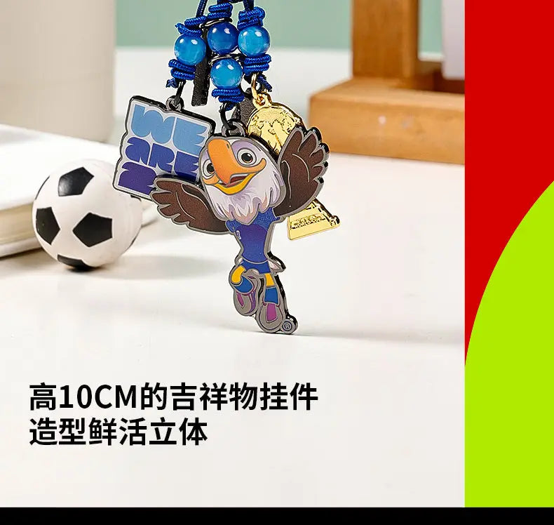 FIFA 2026 World Cup Mascot & Trophy Ornament, Metal Keychain, Charm for Bags & Clothes