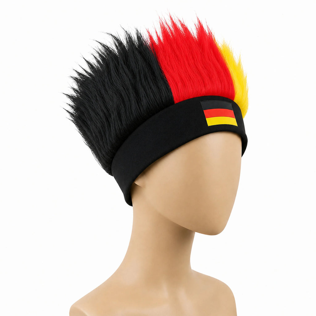 World Cup Wig with Logo, National Flag Colors,Headgear,Fan Wigs CostumeBrazil, Argentina, France, Germany, Mexico, United States