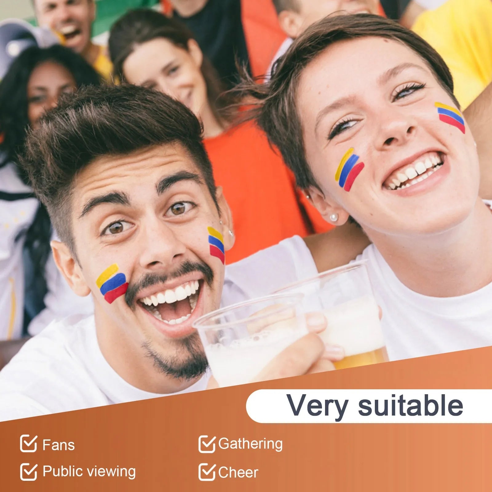 Country Flag Face Paint Stick Stripe Football Fan Brush Stick Face & Body Paint Football Game Cheering Cheerleading Decoration